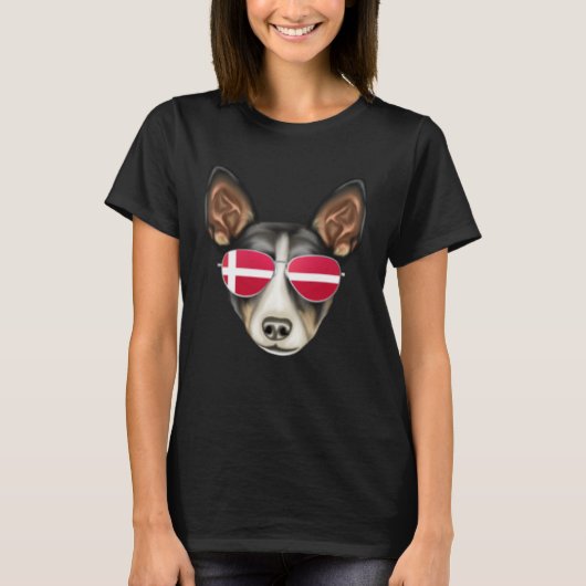 Danish Flag Rat Terrier Dog Denmark Pocket T-shirt (Voorkant)