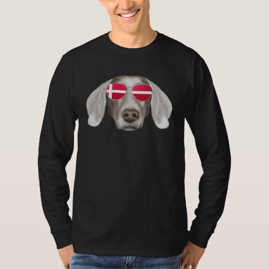 Danish Flag Weimaraner Dog Denmark Pocket T-shirt (Voorkant)