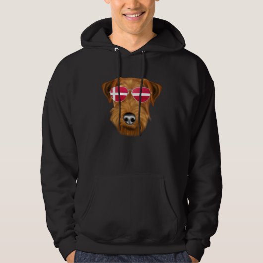 Danish Flag Welsh Terrier Dog Denmark Pocket Hoodie (Voorkant)