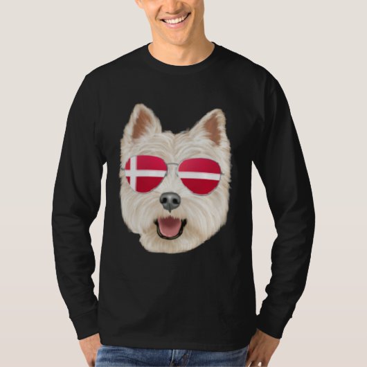 Danish Flag West Highland White Terrier Dog Denmar T-shirt (Voorkant)