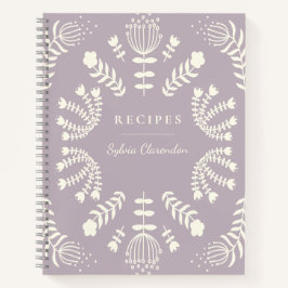 Danish Folk Flowers Lavender Personalized Recipe Notitieboek