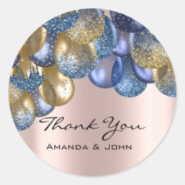 Dank 16e bruids bruiloft Ballon Blue Navy Roos Ronde Sticker