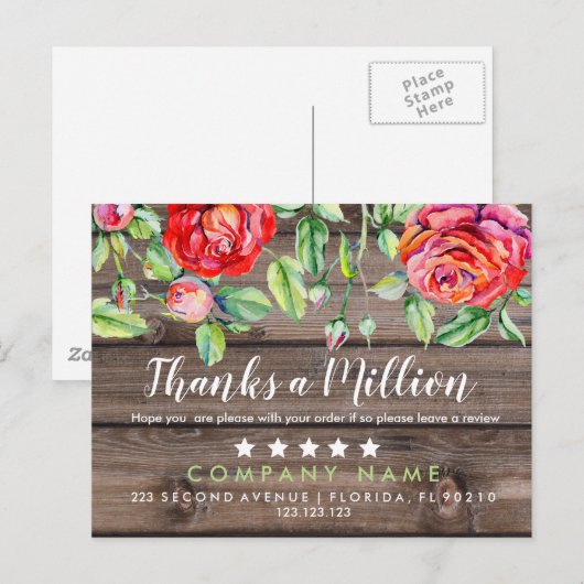 Dank A Million Aankoop Kaart Bedrijf Dankjewel (Voorkant / Achterkant)