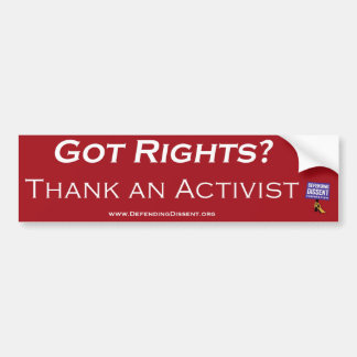 dank aan activist red bumpersticker
