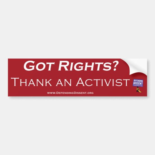 dank aan activist red bumpersticker (Voorkant)