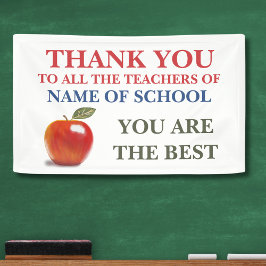 Dank aan alle leraren Red Apple Illustration Spandoek