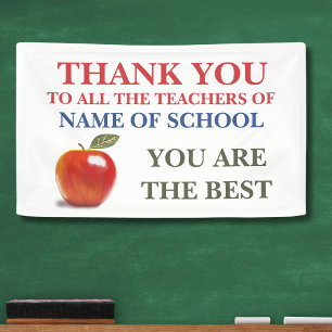 Dank aan alle leraren Red Apple Illustration Spandoek