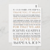 Dank aan de bruiloftsgasten briefkaart (Voorkant / Achterkant)