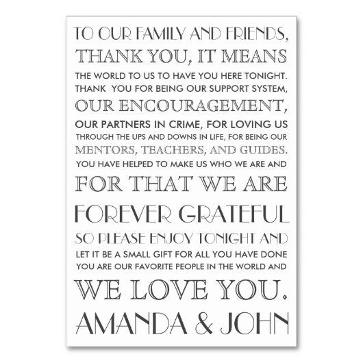 Dank aan de bruiloftsgasten kaart (Voorkant)