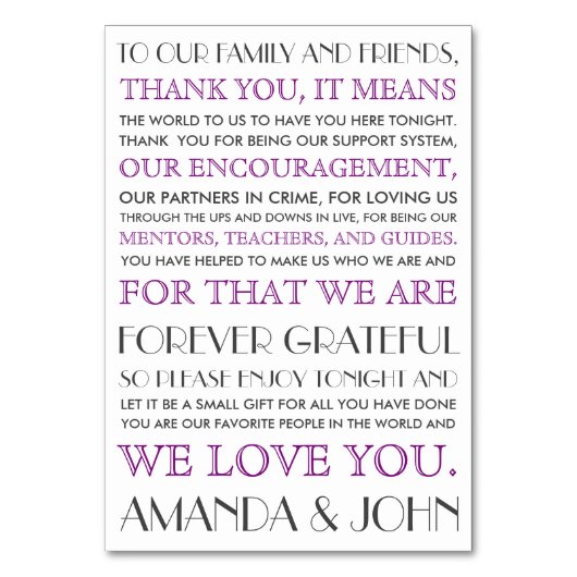 Dank aan de bruiloftsgasten kaart (Voorkant)