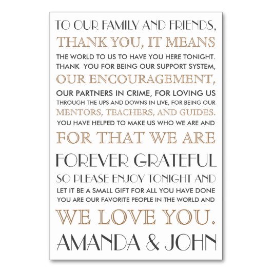 Dank aan de bruiloftsgasten kaart (Voorkant)