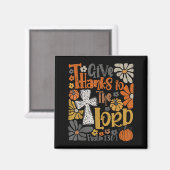 Dank aan de Heer Bloem Boho Retro Thanksgiving Magneet (Voorkant / Achterkant)