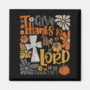 Dank aan de Heer Bloem Boho Retro Thanksgiving Magneet