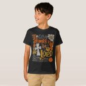 Dank aan de Heer Bloem Boho Retro Thanksgiving T-shirt (Voorkant volledig)