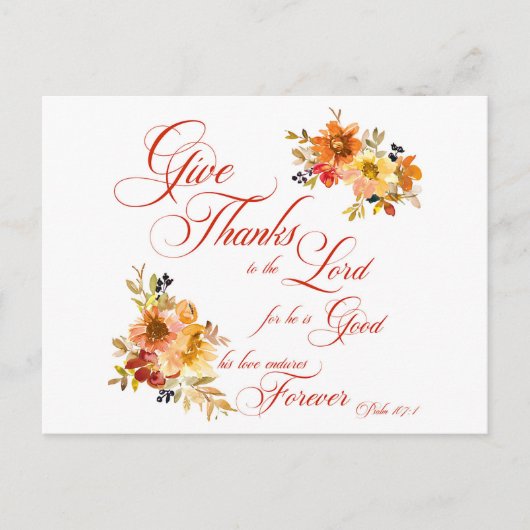 Dank aan de Heer herfst aquarel bloemstuk Briefkaart (Voorkant)