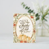 Dank aan de Heer Herfstbloemen & Pompoenen Briefkaart (Staand voorkant)