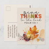 Dank aan de Heer Thanksgiving Bijbelvers Briefkaart (Voorkant / Achterkant)