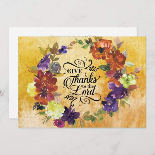Dank aan de Heer Thanksgiving Kaart (Voorkant / Achterkant)