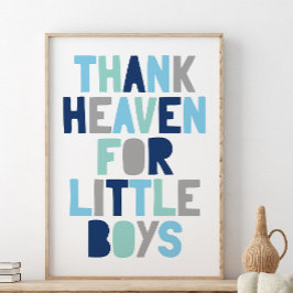 Dank aan de hemel voor kleine jongens, baby shower poster