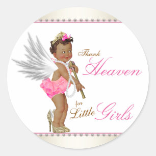 Dank aan de hemel voor kleine meisjes Etnische bab Ronde Sticker