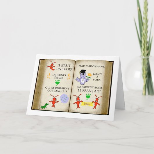 Dank aan de leraar Frans in het Frans Bedankkaart (Voorkant)