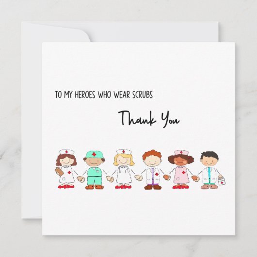 Dank aan de mensen die de scrubs Draag Kaart (Voorkant)