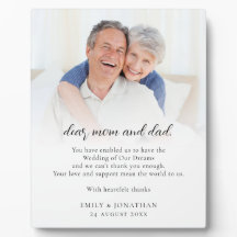 Dank aan de ouders van pasgetrouwden bruiloft