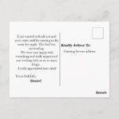 Dank aan de planner van de Gebeurtenis Briefkaart (Achterkant)