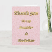 Dank aan dochter en schoonzoon waardering bedankkaart (Voorkant)