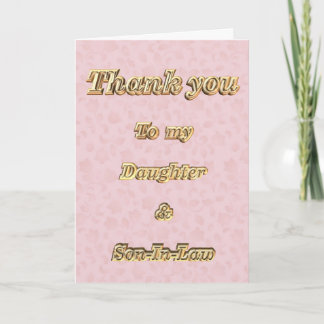 Dank aan dochter en schoonzoon waardering bedankkaart