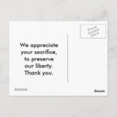 Dank aan een soldaat. briefkaart (Achterkant)