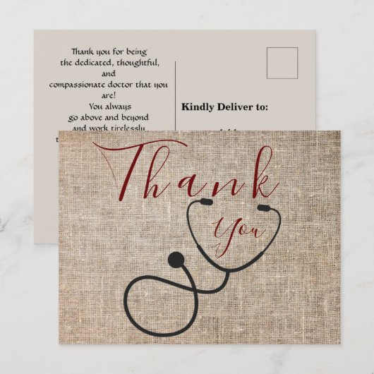 Dank aan het Briefkaart van de arts (Voorkant / Achterkant)