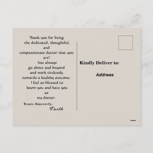 Dank aan het Briefkaart van de arts (Achterkant)