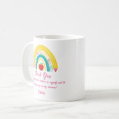 dank aan leraar regenboogschool voor roze koffiemok (Voorkant links)