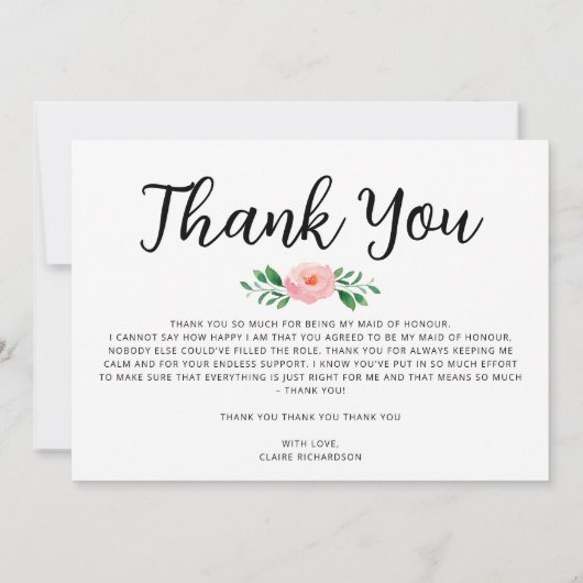 Dank aan mijn getuige | Getuige Bedankkaart (Achterkant)