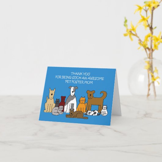 Dank aan Pet Foster Moeder Kaart (Gele Bloem)