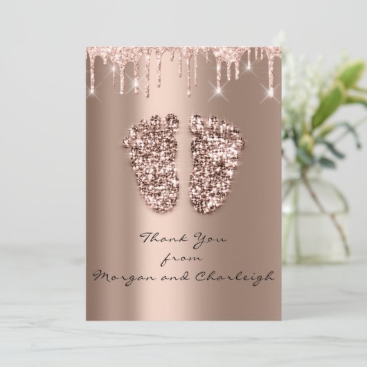 Dank Ashley1 Baby shower Feet Roos Drivers Boy Gir Kaart (Staand voorkant)