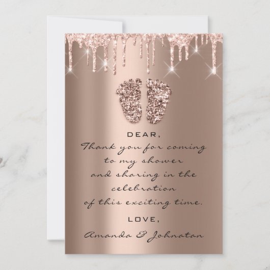 Dank Baby shower Feet Glitter Roos Drip Boy Girl Kaart (Voorkant)