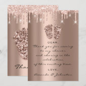 Dank Baby shower Feet Glitter Roos Drip Boy Girl Kaart (Voorkant / Achterkant)