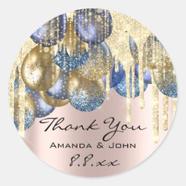 Dank BirthdaWedding Ballon Blue Navy Drip Roos Ronde Sticker