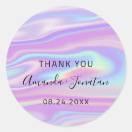 Dank Blush Naam Datum Zwart Wit Holografisch Ronde Sticker