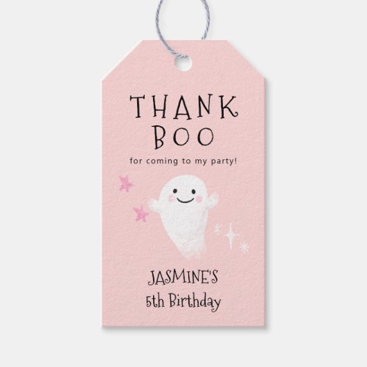 Dank Boo | Halloween Girl Birthday Party Cadeaulabel (Voorkant)