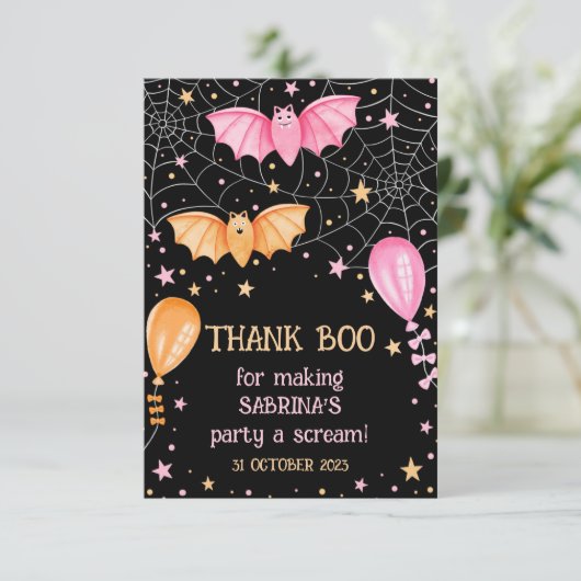 Dank Boo Halloween Party Dank u Bedankkaart (Staand voorkant)