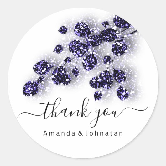 Dank Bruid Sweet16de Florale Witte Blauwe Marinebl Ronde Sticker (Voorkant)