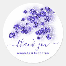 Dank Bruids Sweet16th Bloemen Wit Royal Blue Ronde Sticker