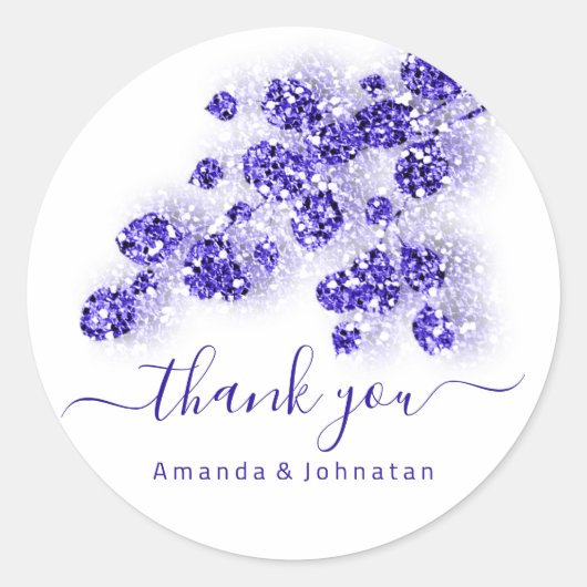 Dank Bruids Sweet16th Bloemen Wit Royal Blue Ronde Sticker (Voorkant)