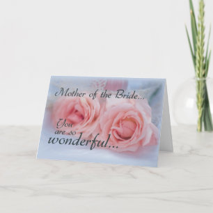 Dank bruidsmoeder, roze rozen, trouwen bedankkaart