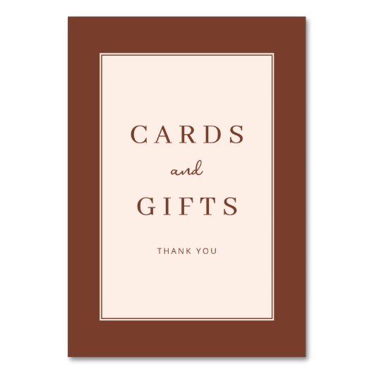 Dank Bruine Serif Kaarten en Cadeaus Bord (Voorkant)