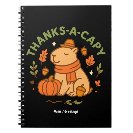 Dank-Capy Schattige Capybara Thanksgiving Retro Notitieboek (Voorkant)