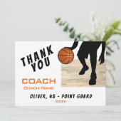 Dank coach basketbalspeler silhouet kaart (Staand voorkant)